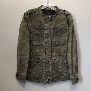 Sanctuary Camo jacket Women's S Small los angeles denim zip snap utility jean